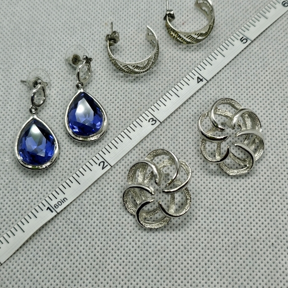 Fashion Earrings Bundle of 3 Silvertone - Picture 1 of 9